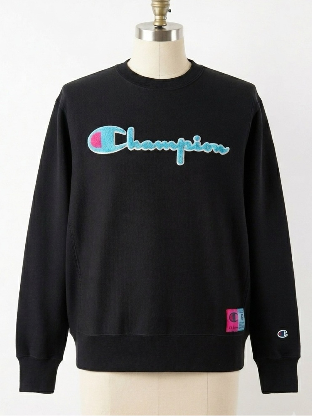 Champion Y2K Vintage Black Reverse Weave Logo Crewneck Sweatshirt Unisex Sz L